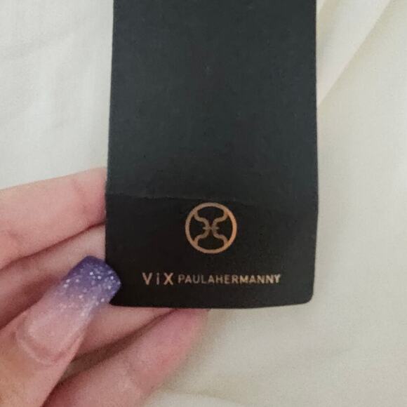 NWT Vix by Paula Hermanny Women's White Tan Loop Midi Cover Up Maxi Dress Size S - Picture 10 of 13